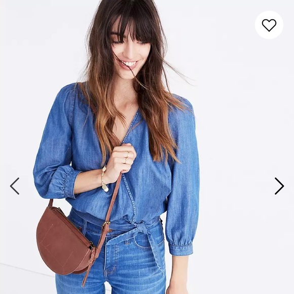Madewell Denim Wrap Top - Picture 1 of 6